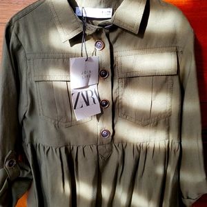 NEW ZARA Girl SHIRT  Dress with Pockets  Size 6